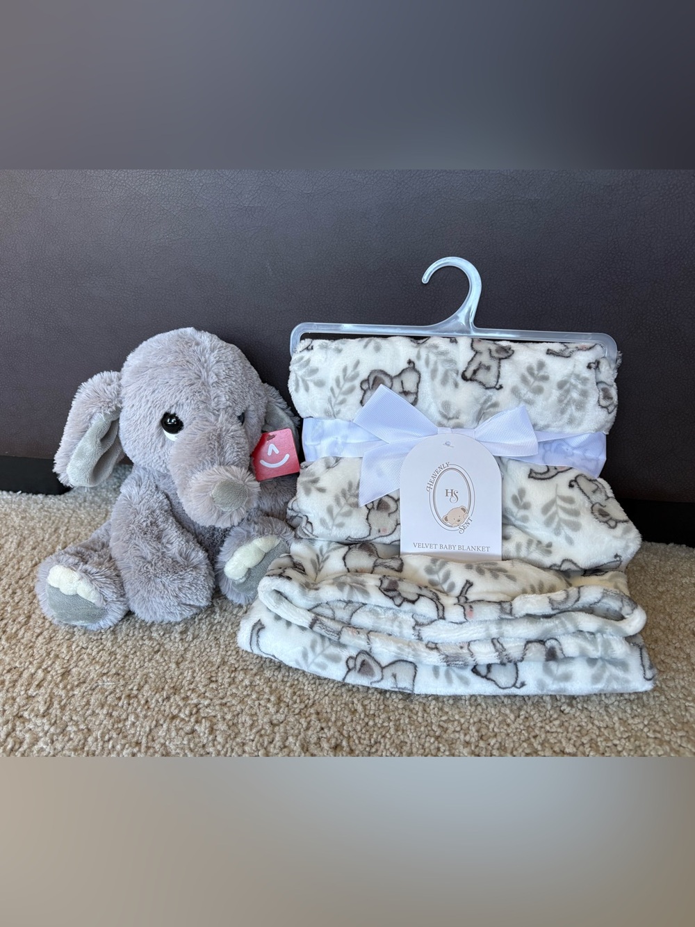 NWT Heavenly Sent 30x40 Baby Blanket & NWT Aurora Elephant Plush - Gift Set